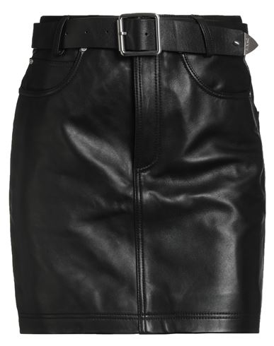 Pinko Woman Mini Skirt Black Size 8 Sheepskin In Black