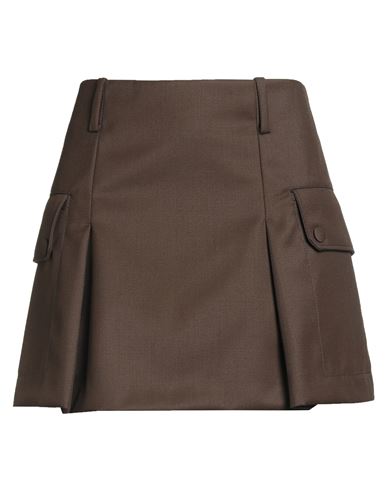 Sandro Woman Mini Skirt Khaki Size 10 Polyester, Virgin Wool In Brown