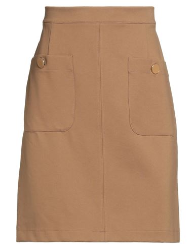 Anna Molinari Woman Mini Skirt Camel Size 4 Viscose, Polyamide, Elastane In Sand