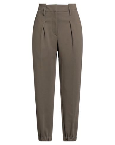 Brunello Cucinelli Woman Pants Khaki Size 8 Cotton, Polyamide, Elastane, Brass, Ecobrass In Gray