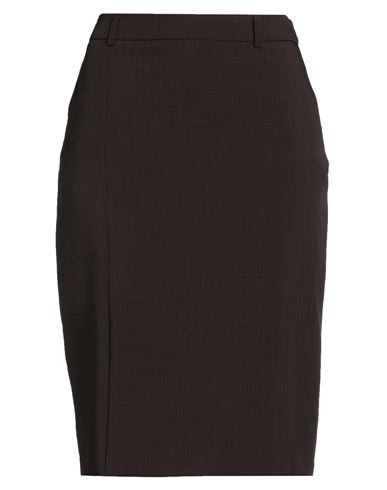 Herskind Woman Midi Skirt Dark Brown Size 8 Recycled Polyester, Elastane In Brown