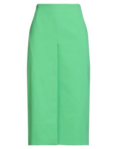 Msgm Woman Midi Skirt Green Size 8 Cotton, Polyamide, Elastane In Green