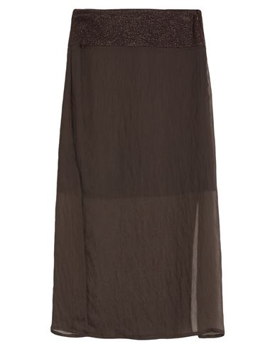 Peserico Woman Midi Skirt Dark Brown Size 16 Lyocell, Nylon, Merino Wool, Cashmere, Viscose