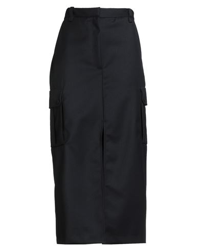 Sandro Woman Midi Skirt Midnight Blue Size 10 Polyester, Virgin Wool In Black