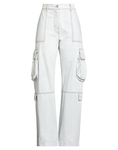 Msgm Woman Jeans Blue Size 8 Cotton In White