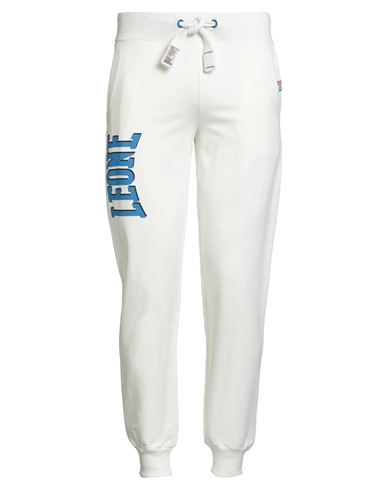 Leone Man Pants Off White Size Xl Cotton, Elastane In White