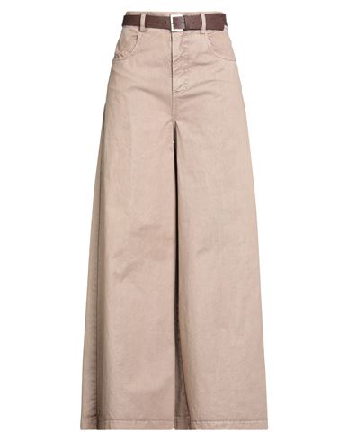 Motel Woman Jeans Beige Size M Cotton In Sand
