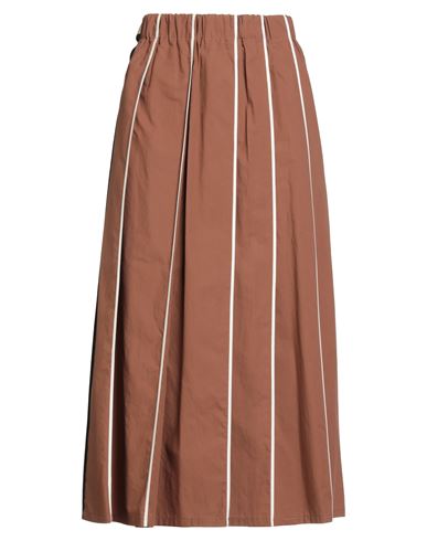 Alysi Crème Woman Midi Skirt Brown Size 4 Cotton In Brown
