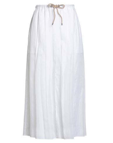 Brunello Cucinelli Woman Midi Skirt White Size 10 Cotton, Ecobrass In White