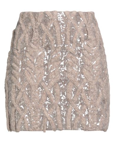 Brunello Cucinelli Woman Mini Skirt Taupe Size L Alpaca Wool, Polyamide, Wool, Polyester, Metallic F In Gray