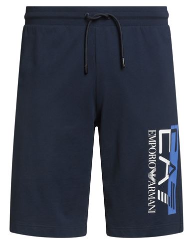 Ea7 Man Shorts & Bermuda Shorts Navy Size Xxl Cotton In Blue