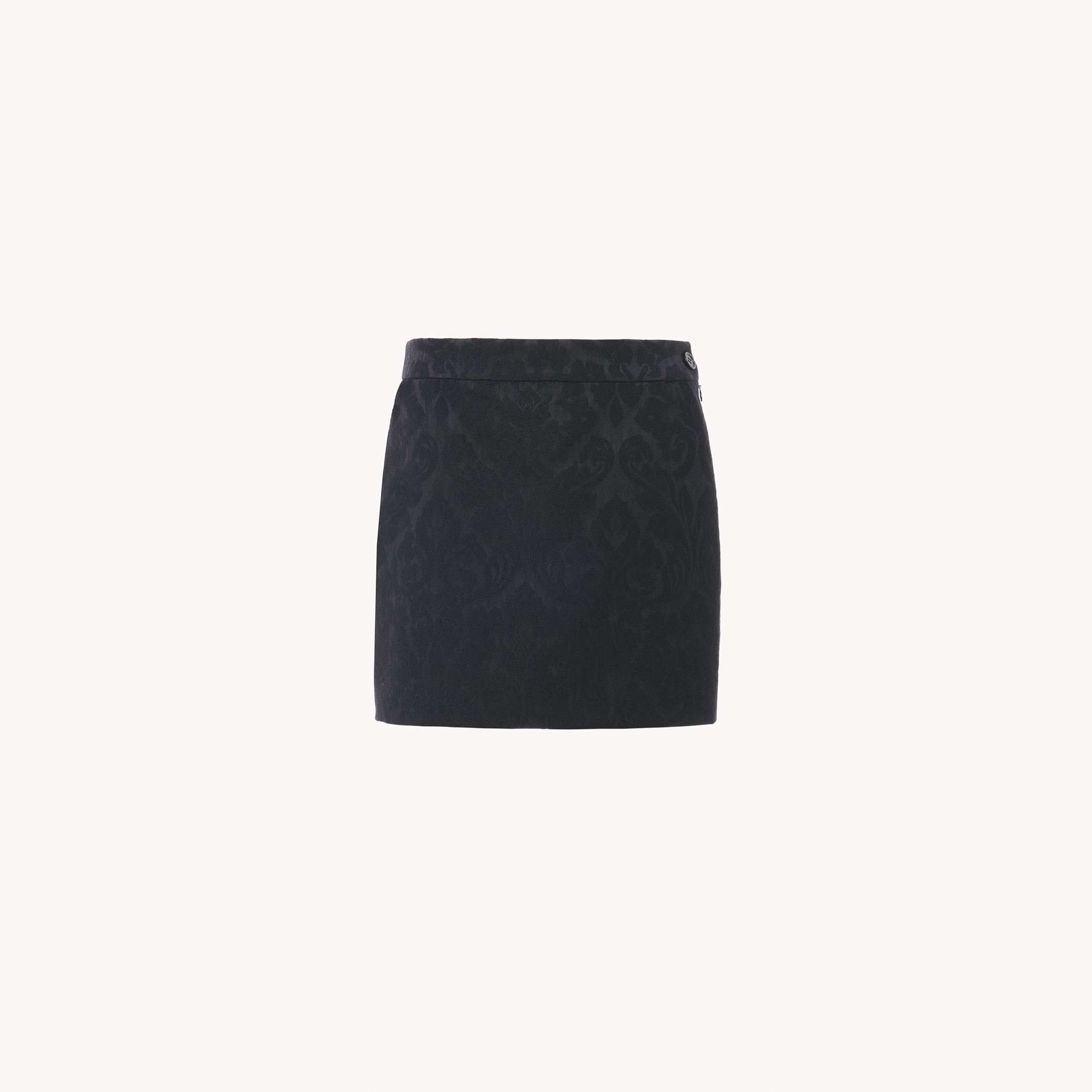 Chloé Straight Mini Skirt In A Wool-mix Jacquard Black Size 8 77% Wool, 23% Polyester In Black