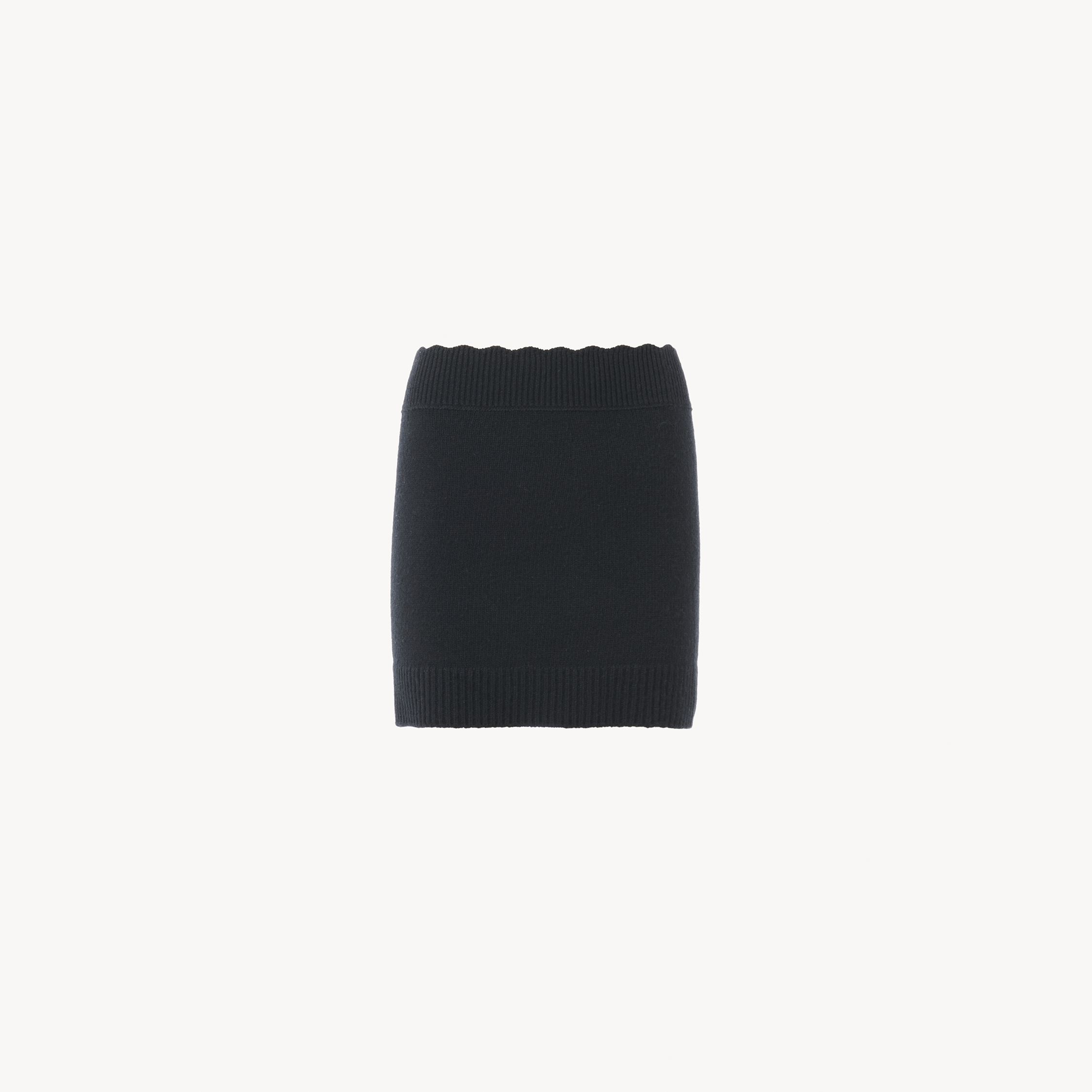 Chloé Fitted Mini Skirt In A Wool & Cashmere Knit Black Size M 71% Wool, 29% Cashmere