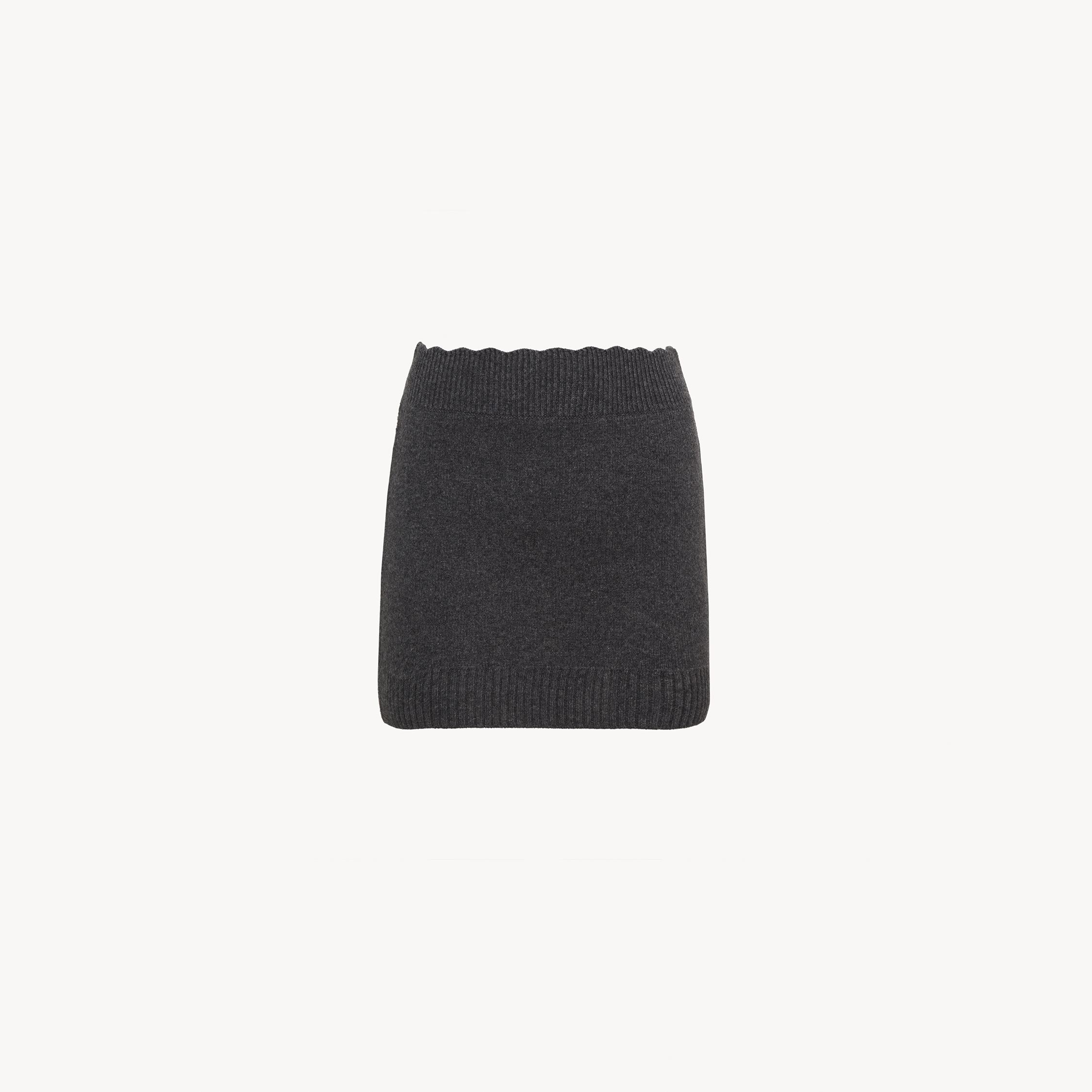 Chloé Fitted Mini Skirt In A Wool & Cashmere Knit Grey Size L 71% Wool, 29% Cashmere In Gray