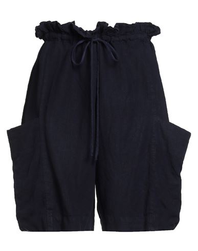 Black Crane Woman Shorts & Bermuda Shorts Navy Size L Linen In Blue