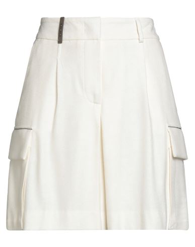 Peserico Woman Shorts & Bermuda Shorts White Size 6 Viscose, Wool In White