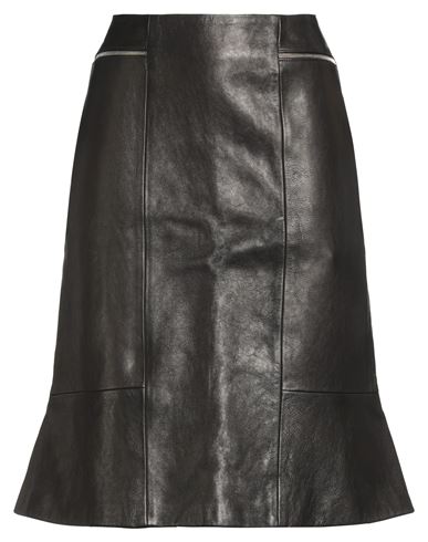 Khaite Woman Midi Skirt Black Size 6 Lambskin In Animal Print