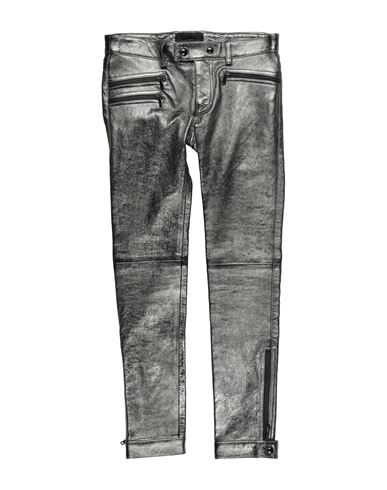 Diesel Black Gold Woman Pants Grey Size 12 Lambskin In Gray