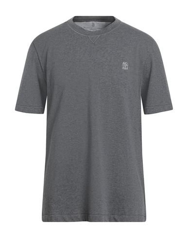 Brunello Cucinelli Man T-shirt Charcoal Size S Cotton In Gray