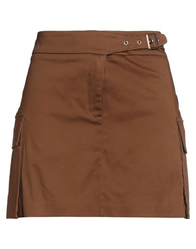 La Semaine Paris Woman Mini Skirt Brown Size 8 Cotton, Elastane In Multi
