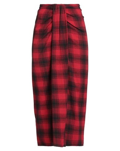 Tensione In Woman Midi Skirt Red Size M Cotton, Polyester In Multi