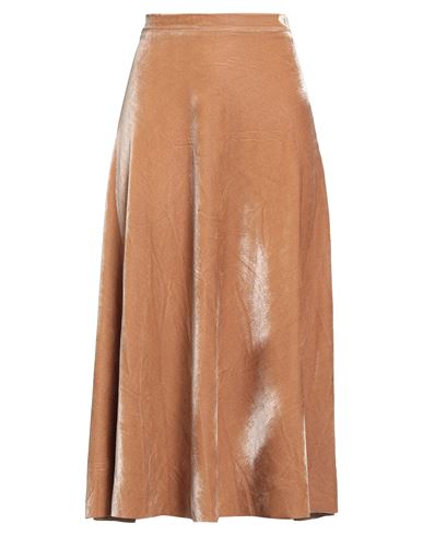 Tensione In Woman Midi Skirt Camel Size M Polyester, Elastane In Brown