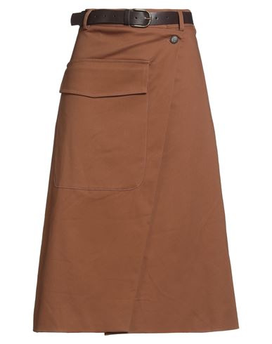 Tensione In Woman Midi Skirt Light Brown Size M Cotton, Elastane In Brown