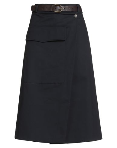 Tensione In Woman Midi Skirt Midnight Blue Size S Cotton, Elastane In Blue