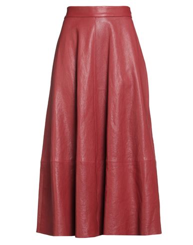 Brunello Cucinelli Woman Midi Skirt Brick Size 10 Leather In Red