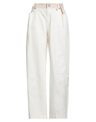 Souvenir Woman Pants White Size M Cotton, Elastane In White