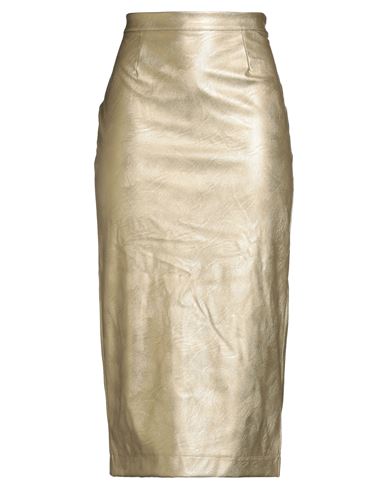 Tensione In Woman Midi Skirt Gold Size M Polyester, Polyurethane In Gold