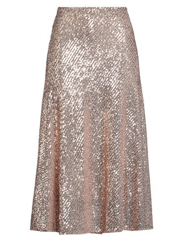Tensione In Woman Midi Skirt Gold Size M Cotton, Elastic Fibres In Gold