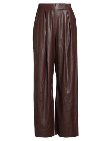 Tensione In Woman Pants Chocolate Brown Size M Polyester, Polyurethane In Brown