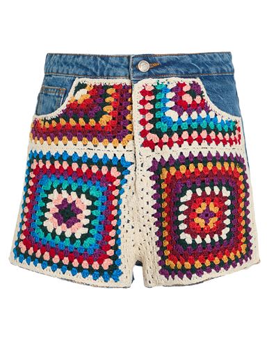 Farm Rio Woman Denim Shorts Blue Size Xl Cotton In Blue