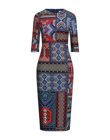 Farm Rio Woman Midi Dress Blue Size Xl Viscose, Elastane
