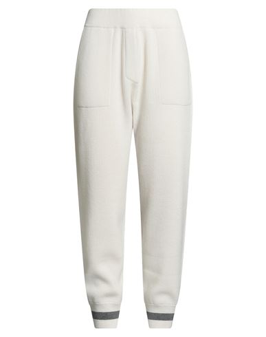 Brunello Cucinelli Ribbed Knit Trousers Stripe Embellishment In White