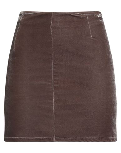 Tensione In Woman Mini Skirt Grey Size M Polyester, Elastane In Brown