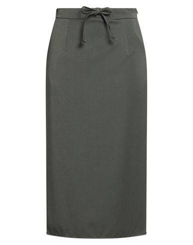 Tensione In Woman Midi Skirt Military Green Size M Polyester, Viscose, Elastane In Gray