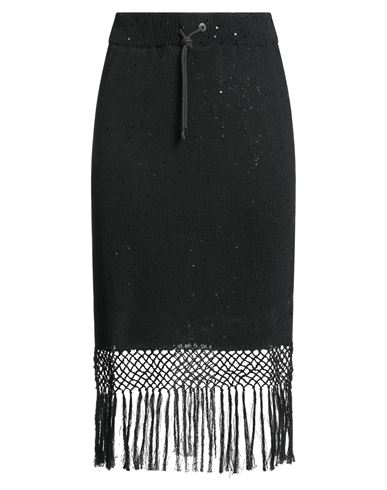 Brunello Cucinelli Woman Midi Skirt Black Size Xl Linen, Silk, Polyamide, Acetate
