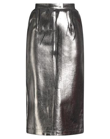 Tensione In Woman Midi Skirt Silver Size M Viscose, Nylon, Elastane In Black