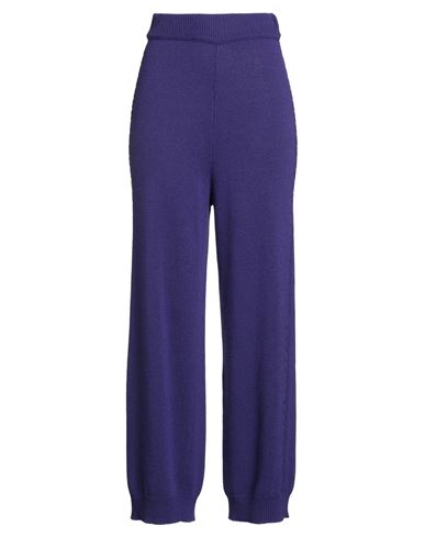 Daniela Drei Woman Pants Purple Size 16 Merino Wool, Viscose, Polyamide, Cashmere In Blue