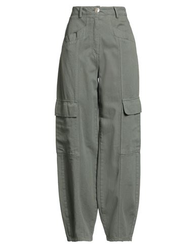 Compagnia Italiana Woman Pants Military Green Size 10 Cotton In Gray