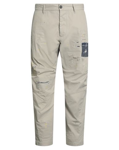 Dsquared2 Man Pants Beige Size 36 Cotton In Gray