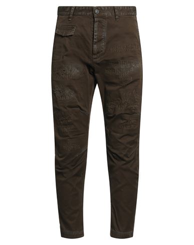 Dsquared2 Man Pants Military Green Size 36 Cotton, Elastane In Brown