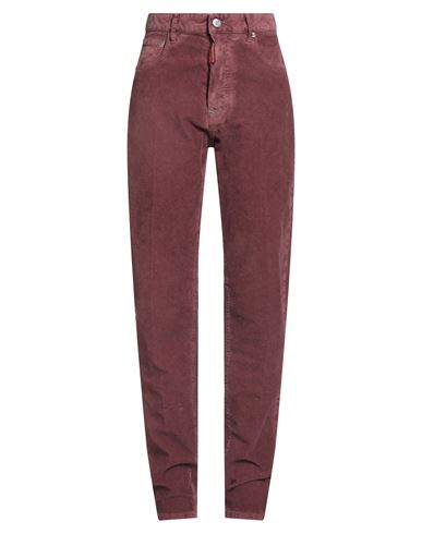 Dsquared2 Woman Pants Brick Size 10 Cotton, Elastane, Calfskin In Brown
