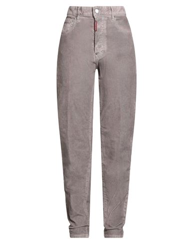 Dsquared2 Woman Pants Taupe Size 10 Cotton, Elastane, Calfskin In Gray