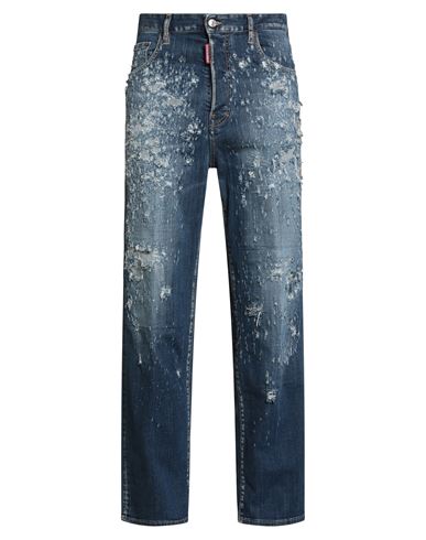 Dsquared2 Man Jeans Blue Size 36 Cotton, Elastane, Calfskin In Blue
