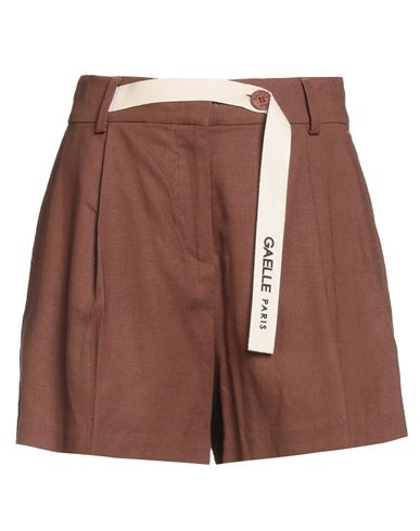 Gaelle Paris Gaëlle Paris Woman Shorts & Bermuda Shorts Brown Size 8 Linen, Viscose In Brown
