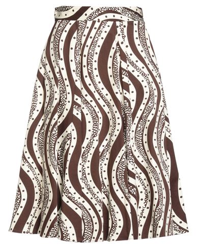 Max & Co. X Duro Olowu Woman Midi Skirt Brown Size 12 Cotton, Elastane In Brown