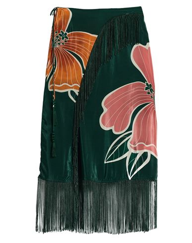 Farm Rio Woman Midi Skirt Green Size L Viscose In Green